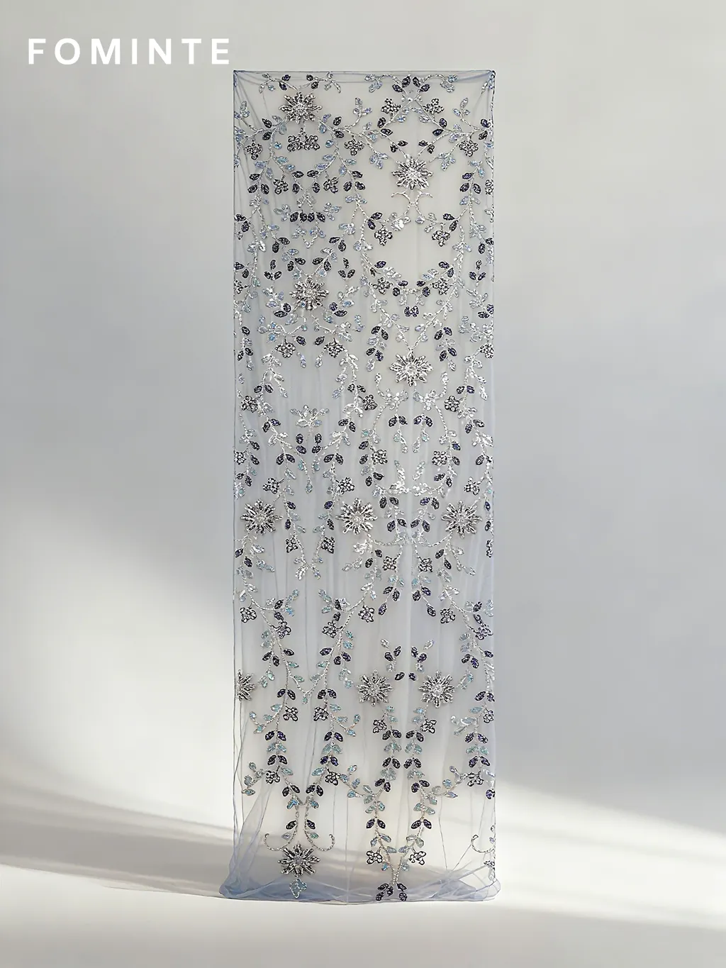 FT25-259: Ethereal Snowflake & Vine Beaded Lace for Winter Wedding Gowns wholesale