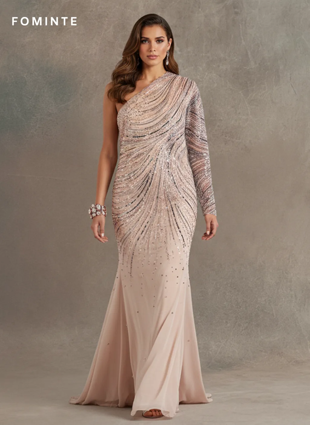 FT25-265: Luxury Wave Pattern Sequin and Beaded Fabric for Evening Gowns wholesale