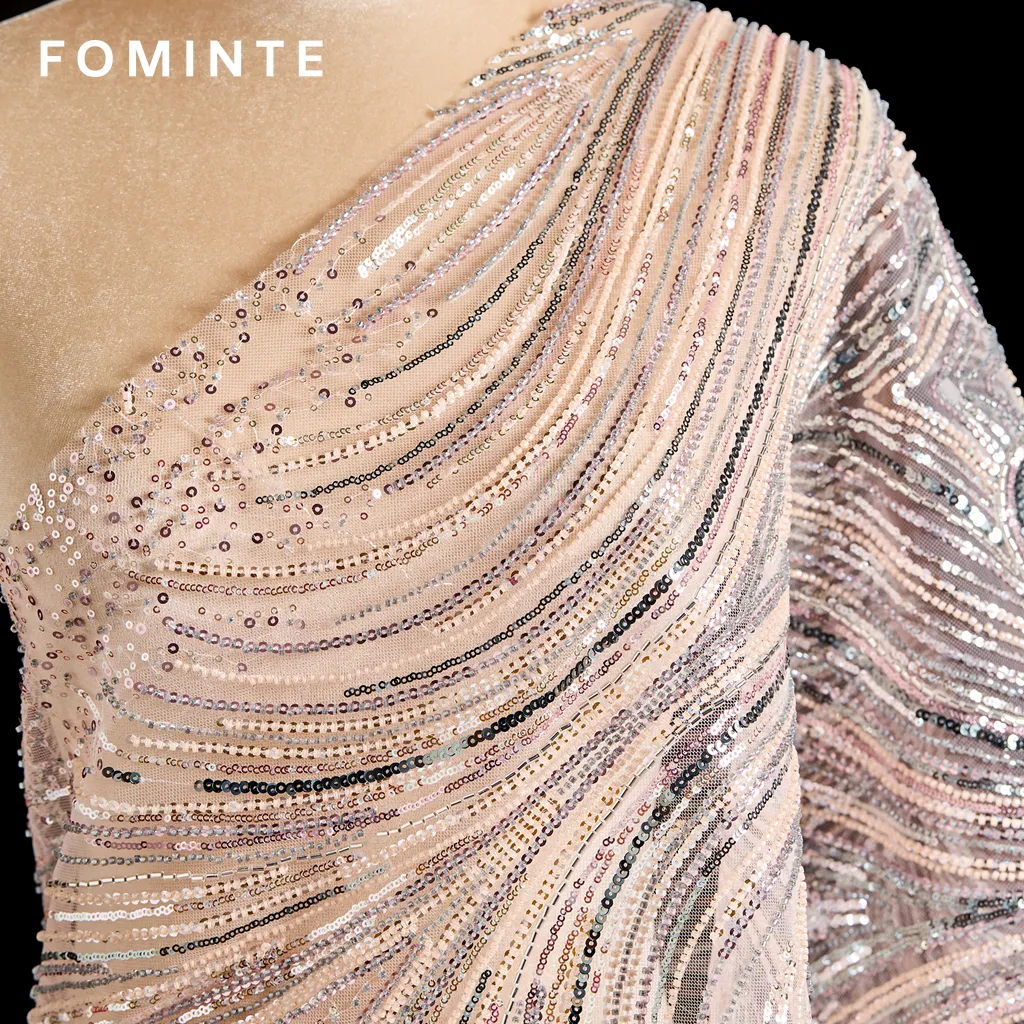 FT25-265: Luxury Wave Pattern Sequin and Beaded Fabric for Evening Gowns wholesale