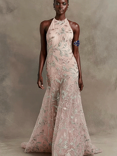 FT25-268B Romantic Botanical Vine Embroidered Lace with Sequin Leaves