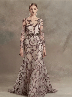 FT25-272: Delicate Cherry Blossom Embroidered and Beaded Lace Fabric