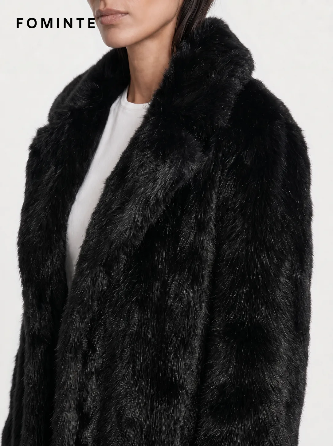 Black Long Faux Fur Coat Wholesale
