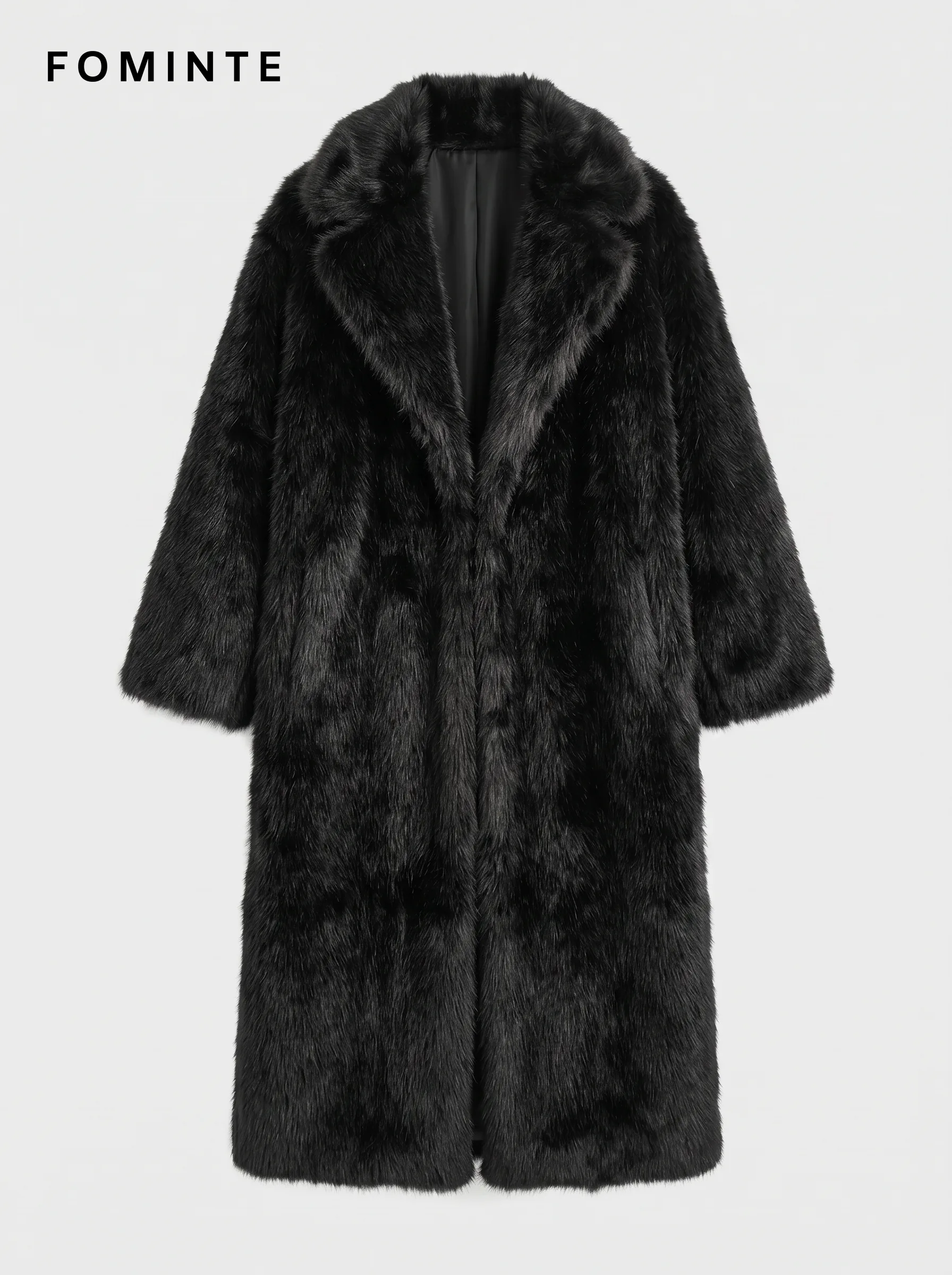 Black Long Faux Fur Coat Wholesale