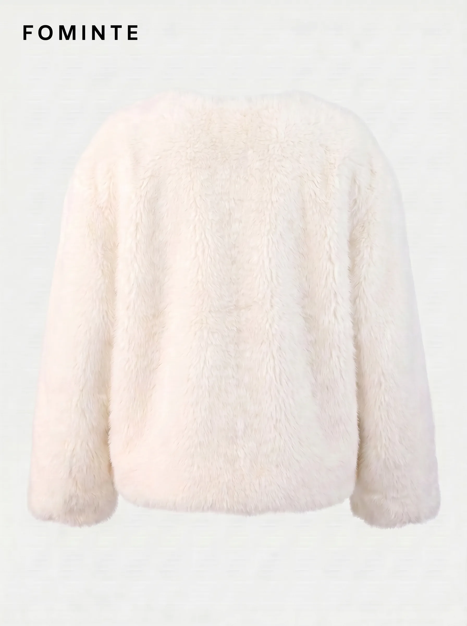 White Long-Pile Faux Fur Pocket Jacket Wholesale