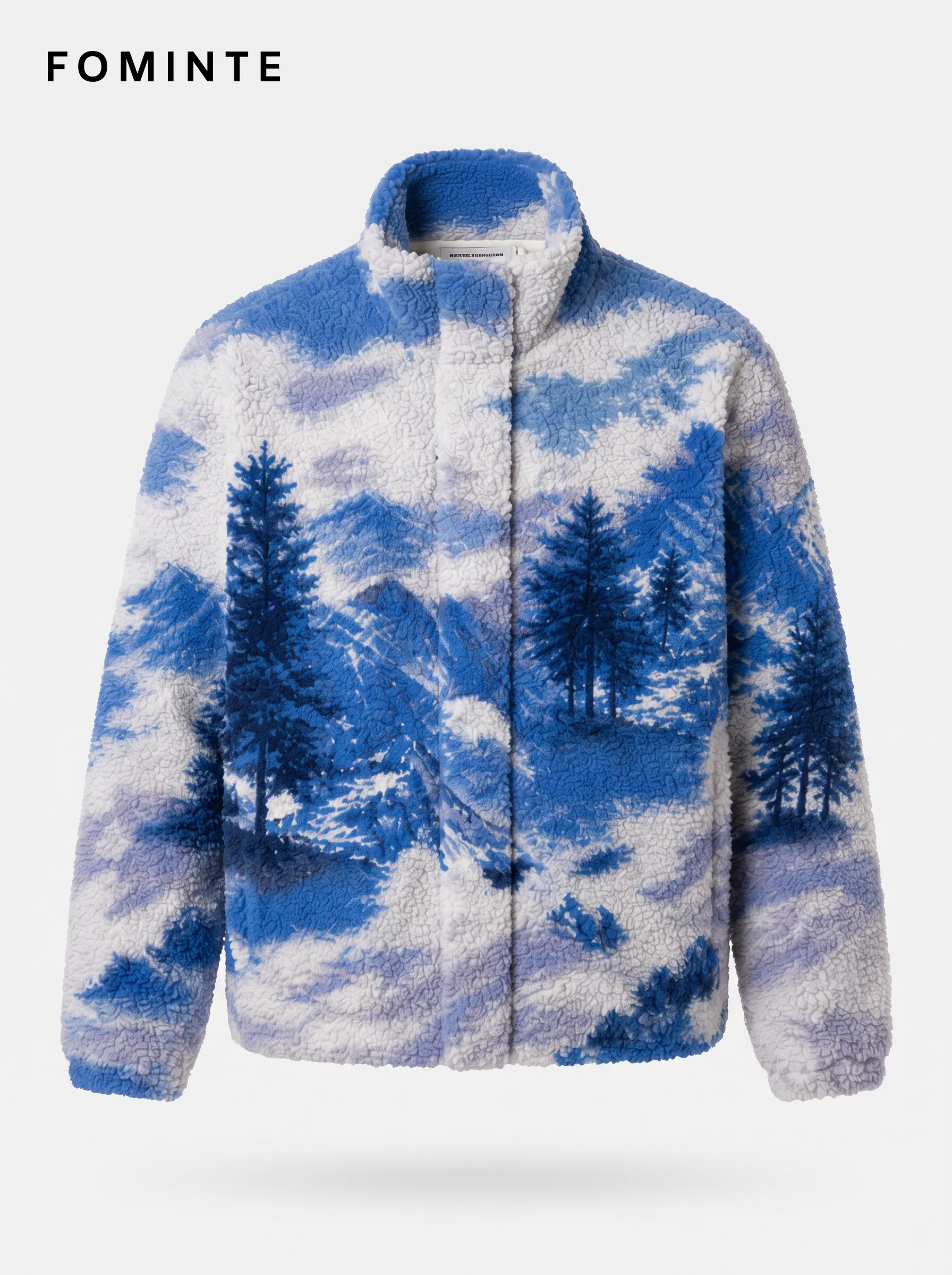 Blue Cloud and Mountain Full-Zip Fleece Jacket