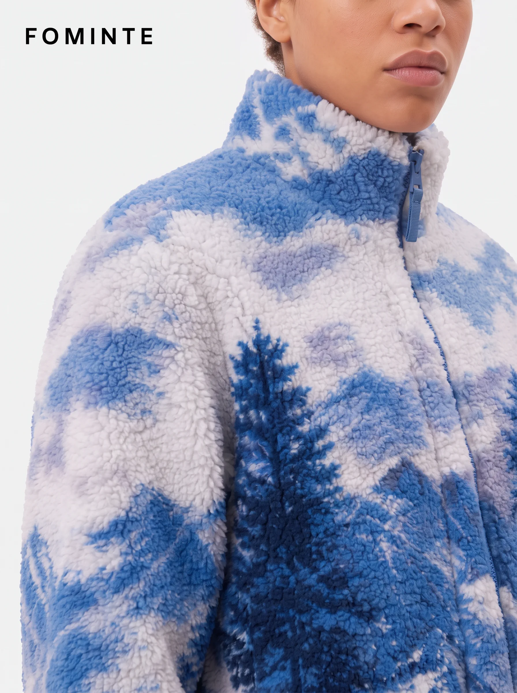 Blue Cloud and Mountain Full-Zip Fleece Jacket