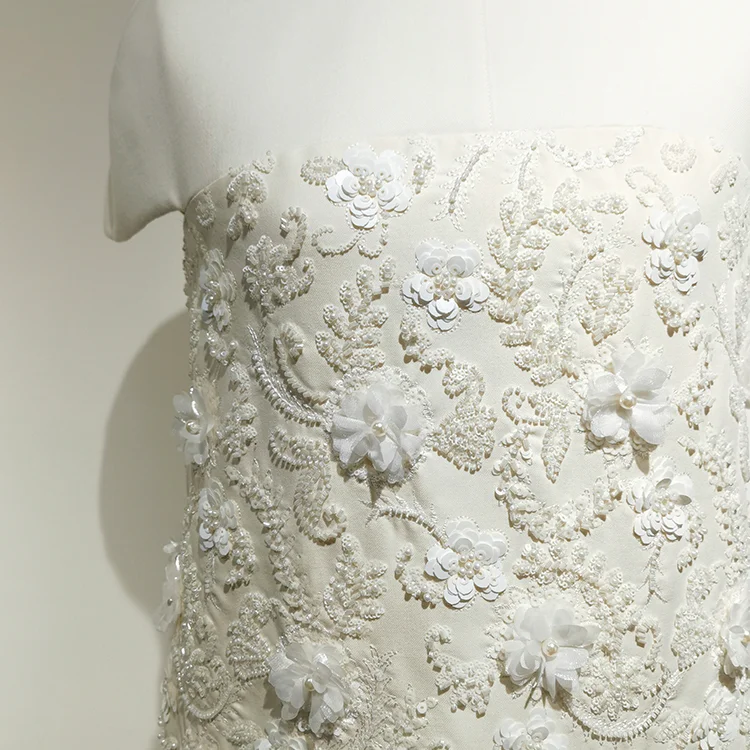 Ivory Floral 3D Beaded Mod Shift Dress - S01105000025