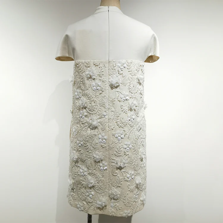 Ivory Floral 3D Beaded Mod Shift Dress - S01105000025