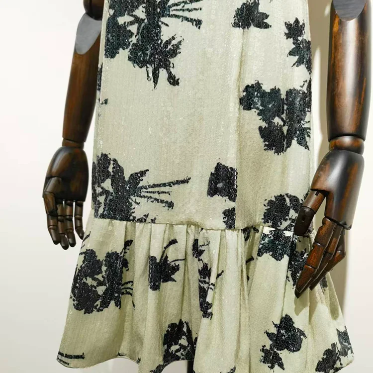 Retro Floral Sequin Mini Dress - S01105000047