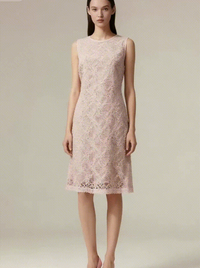 Blush Pink Sequin Lace Sheath Dress - S01105000055