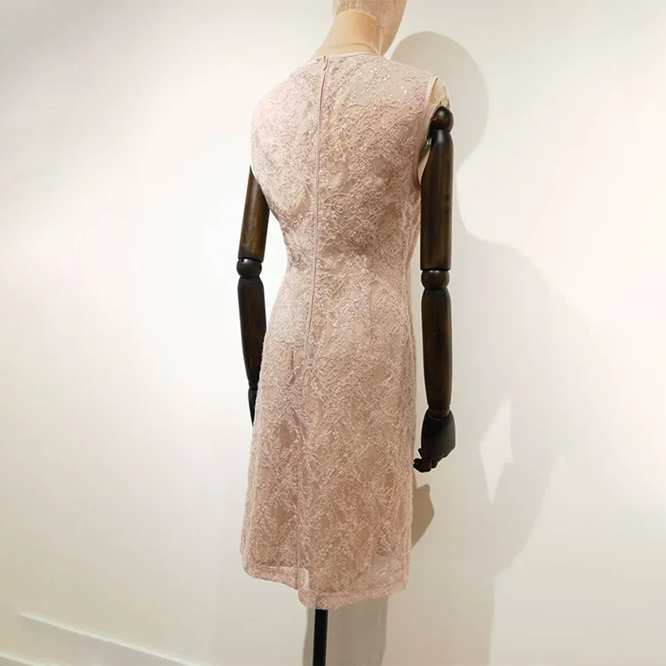 Blush Pink Sequin Lace Sheath Dress - S01105000055