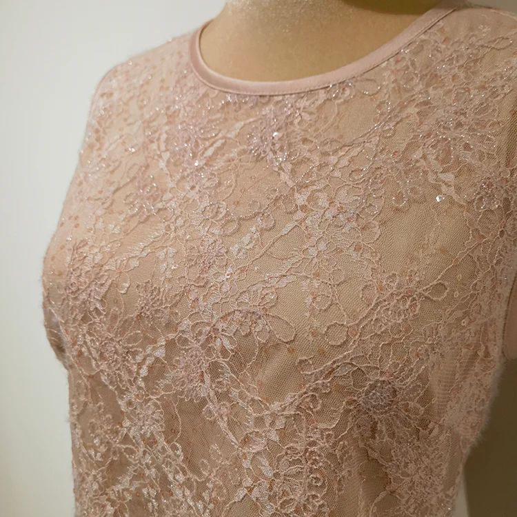 Blush Pink Sequin Lace Sheath Dress - S01105000055