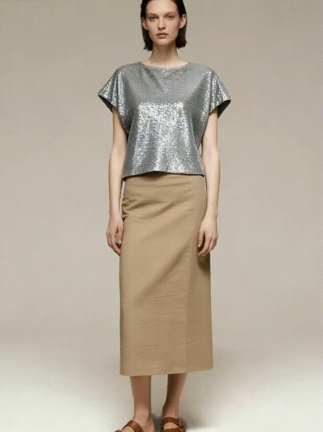 Silver Sequin Dolman Top - S01160000034