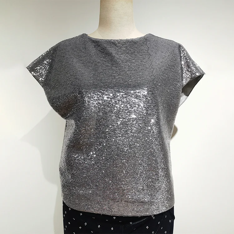 Silver Sequin Dolman Top - S01160000034