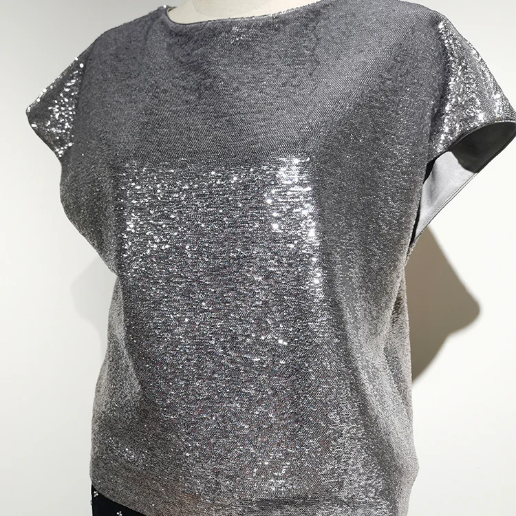 Silver Sequin Dolman Top - S01160000034