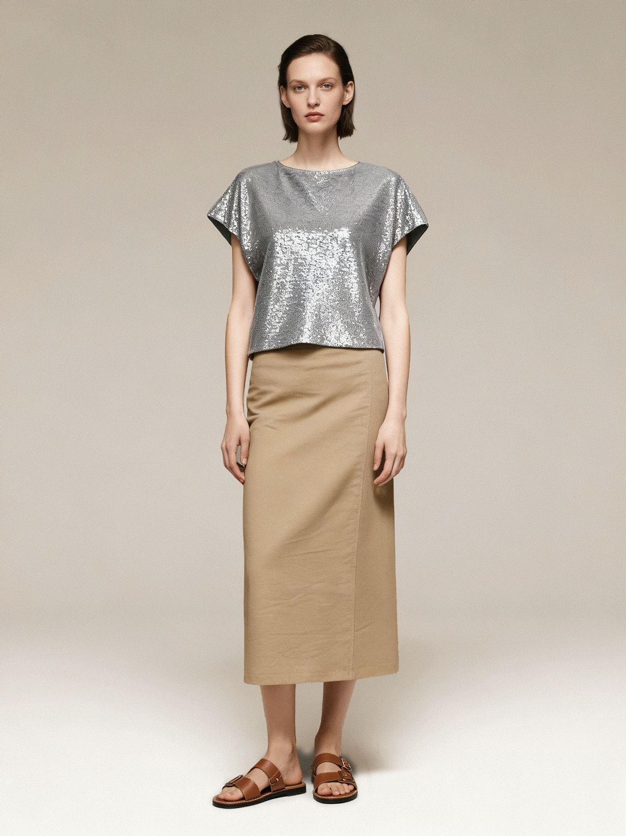 Silver Sequin Dolman Top - S01160000034