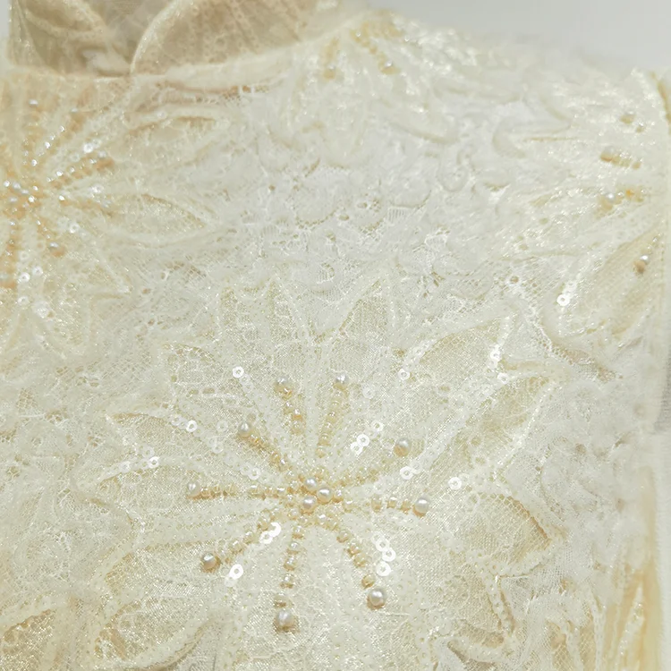 Ivory Beaded Lace Dress - S01205000089