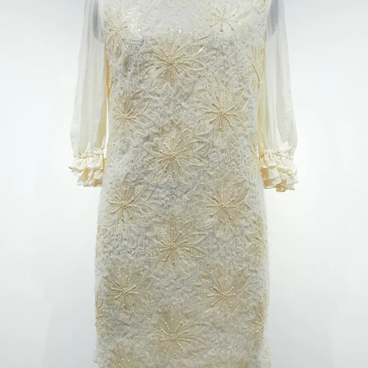 Ivory Beaded Lace Dress - S01205000089