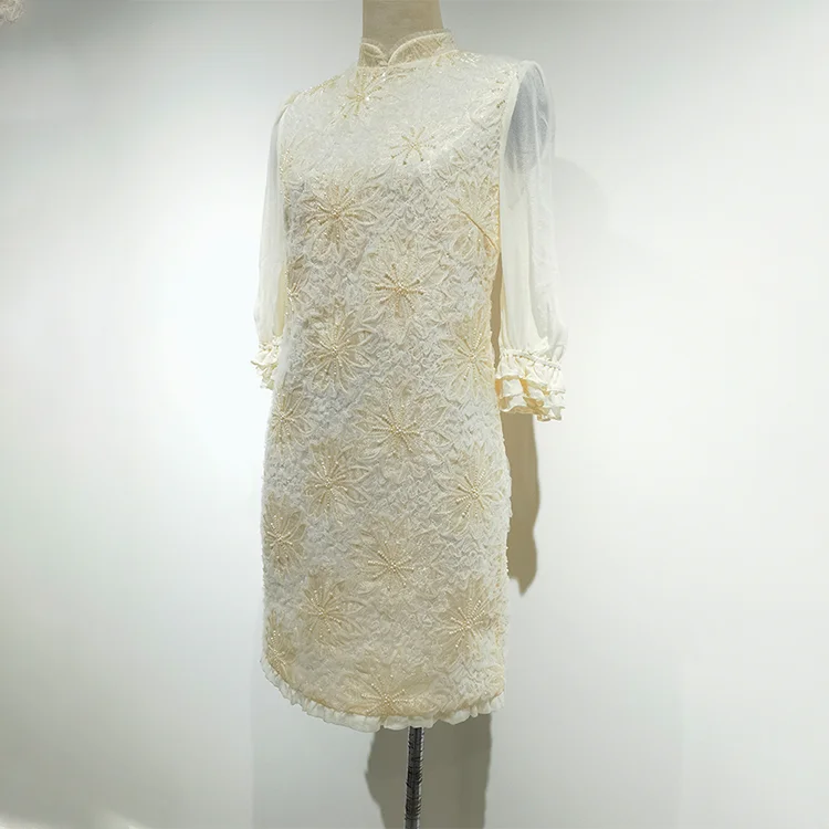 Ivory Beaded Lace Dress - S01205000089