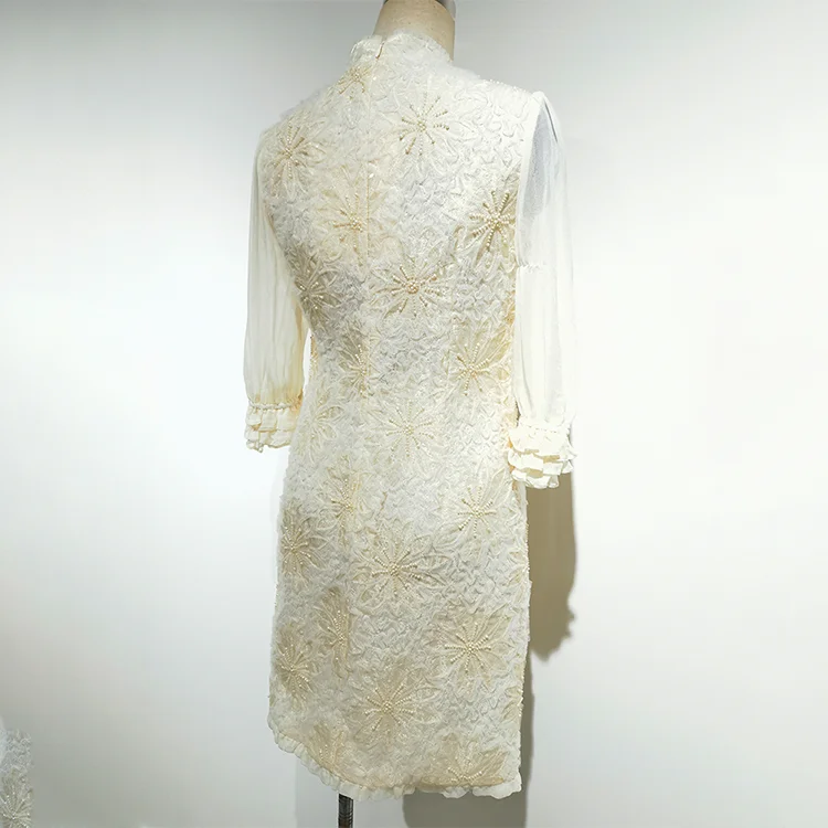 Ivory Beaded Lace Dress - S01205000089