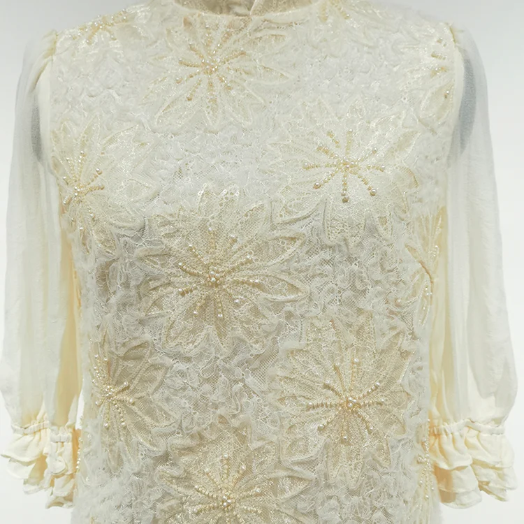 Ivory Beaded Lace Dress - S01205000089