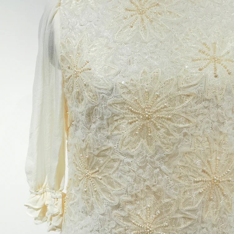 Ivory Beaded Lace Dress - S01205000089