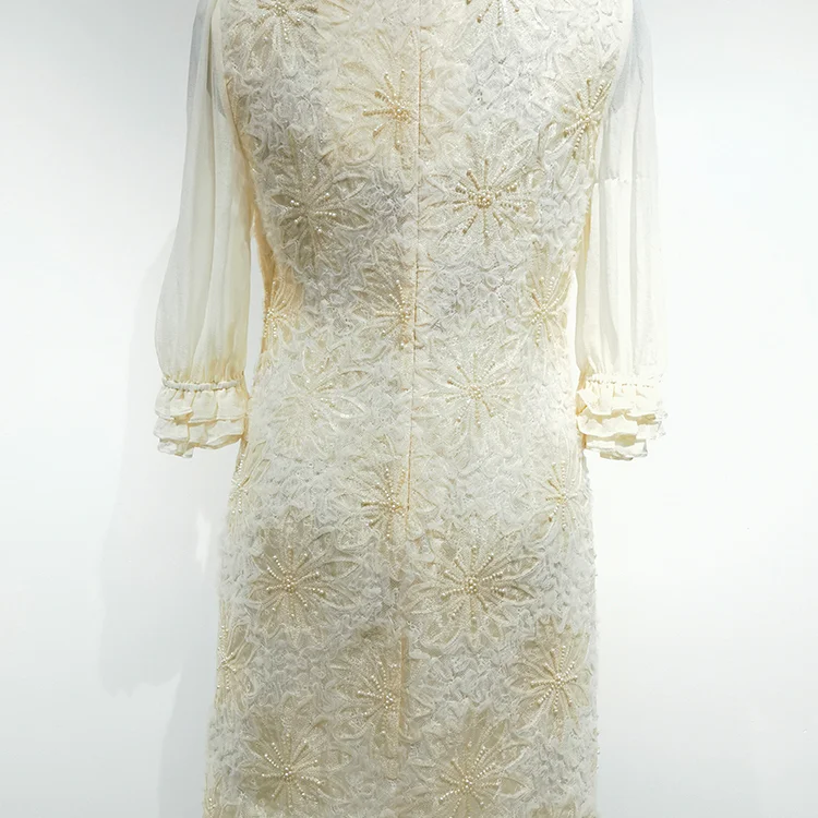 Ivory Beaded Lace Dress - S01205000089