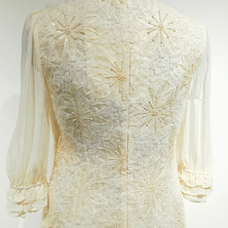 Ivory Beaded Lace Dress - S01205000089