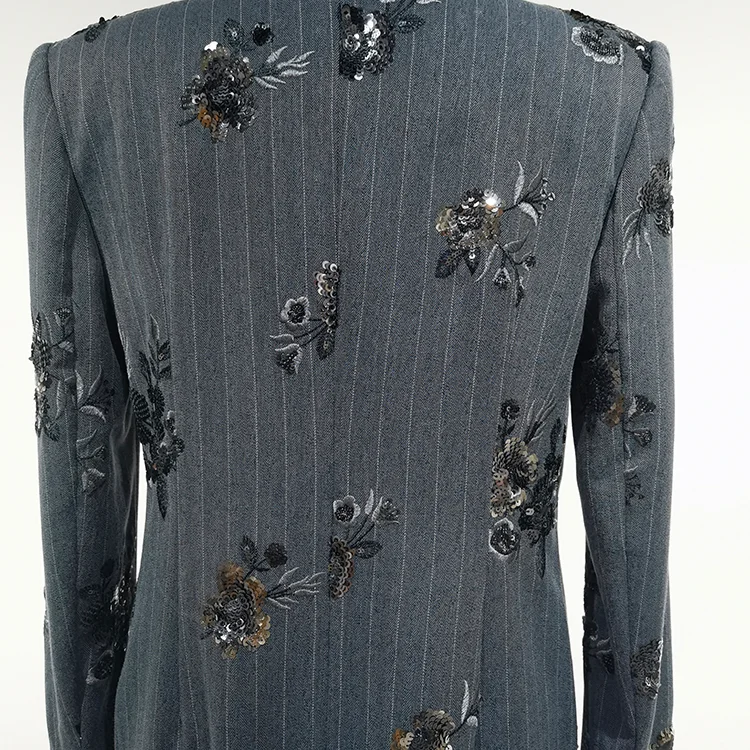 Pinstripe Sequin Long Coat - S01210000088