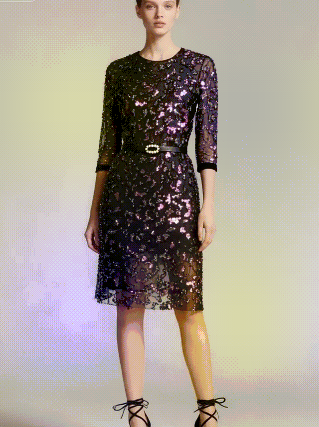 Lace Sequined Cocktail Dress - S01305000004