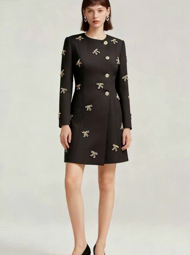 Black Mesh Sequin Mini Dress - S01305000013