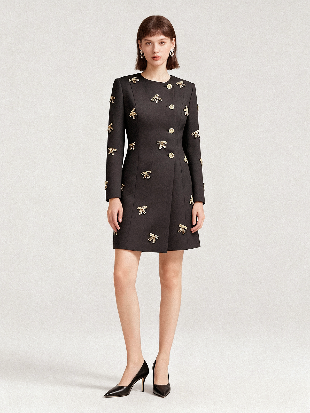 Black Mesh Sequin Mini Dress - S01305000013