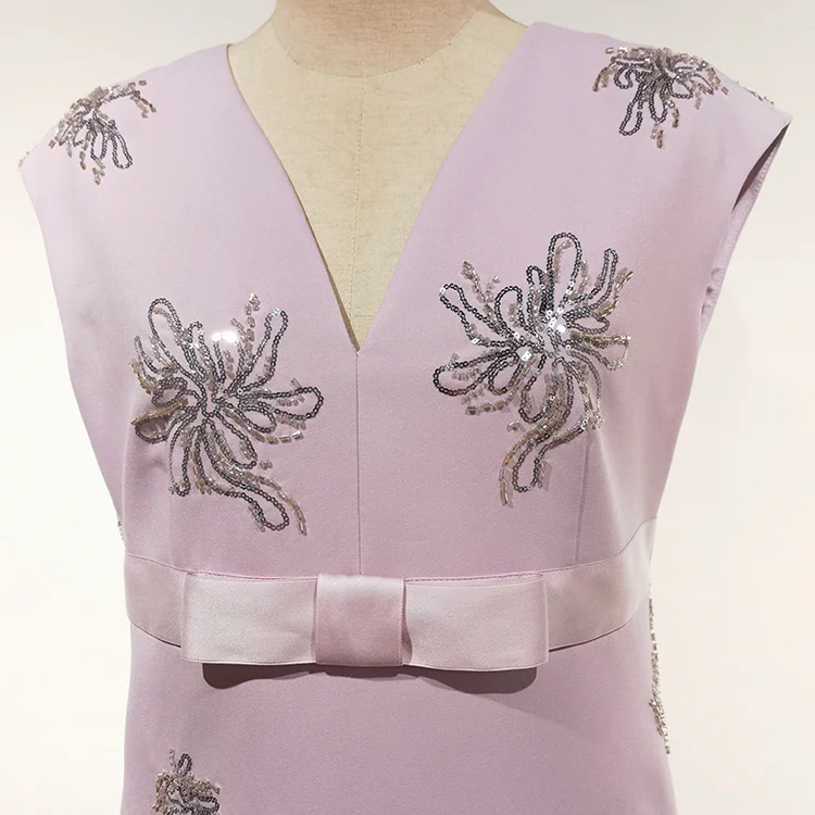 Beaded V-Neck Mini Dress - S01305000017