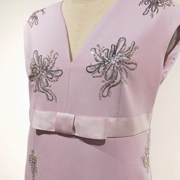 Beaded V-Neck Mini Dress - S01305000017