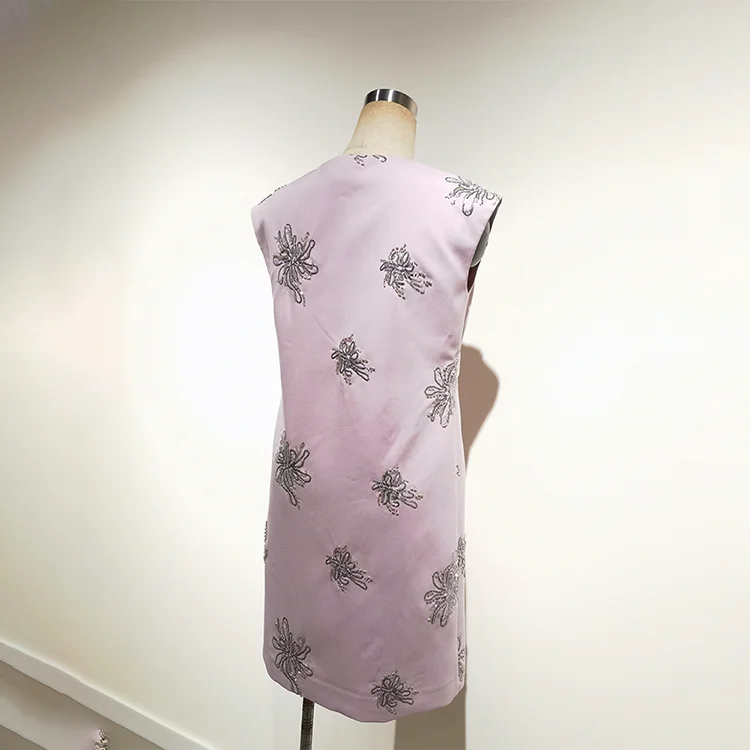 Beaded V-Neck Mini Dress - S01305000017