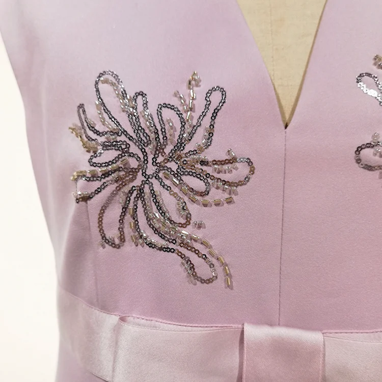 Beaded V-Neck Mini Dress - S01305000017