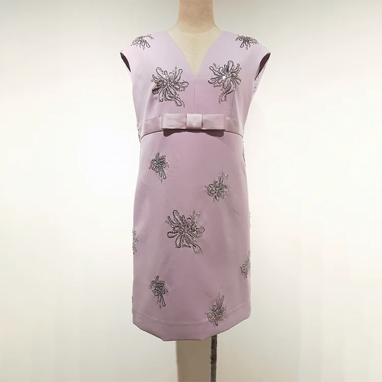 Beaded V-Neck Mini Dress - S01305000017