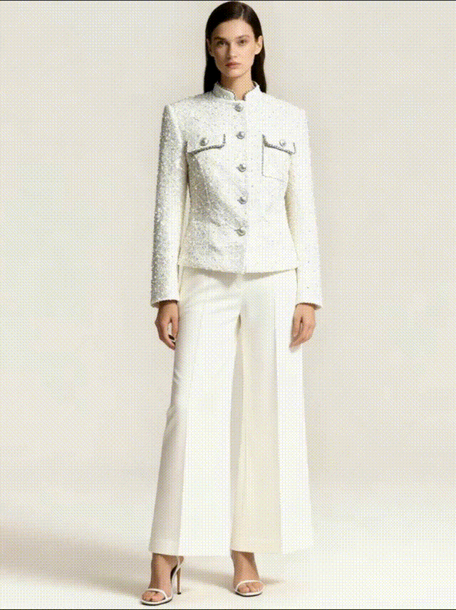 Beaded Lace Mandarin Collar Jacket - S01310000015
