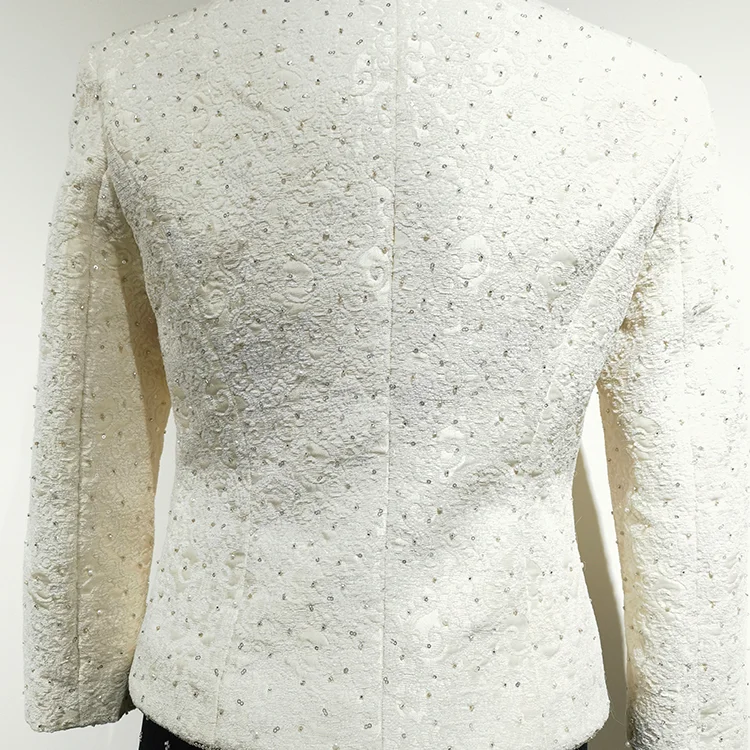 Beaded Lace Mandarin Collar Jacket - S01310000015