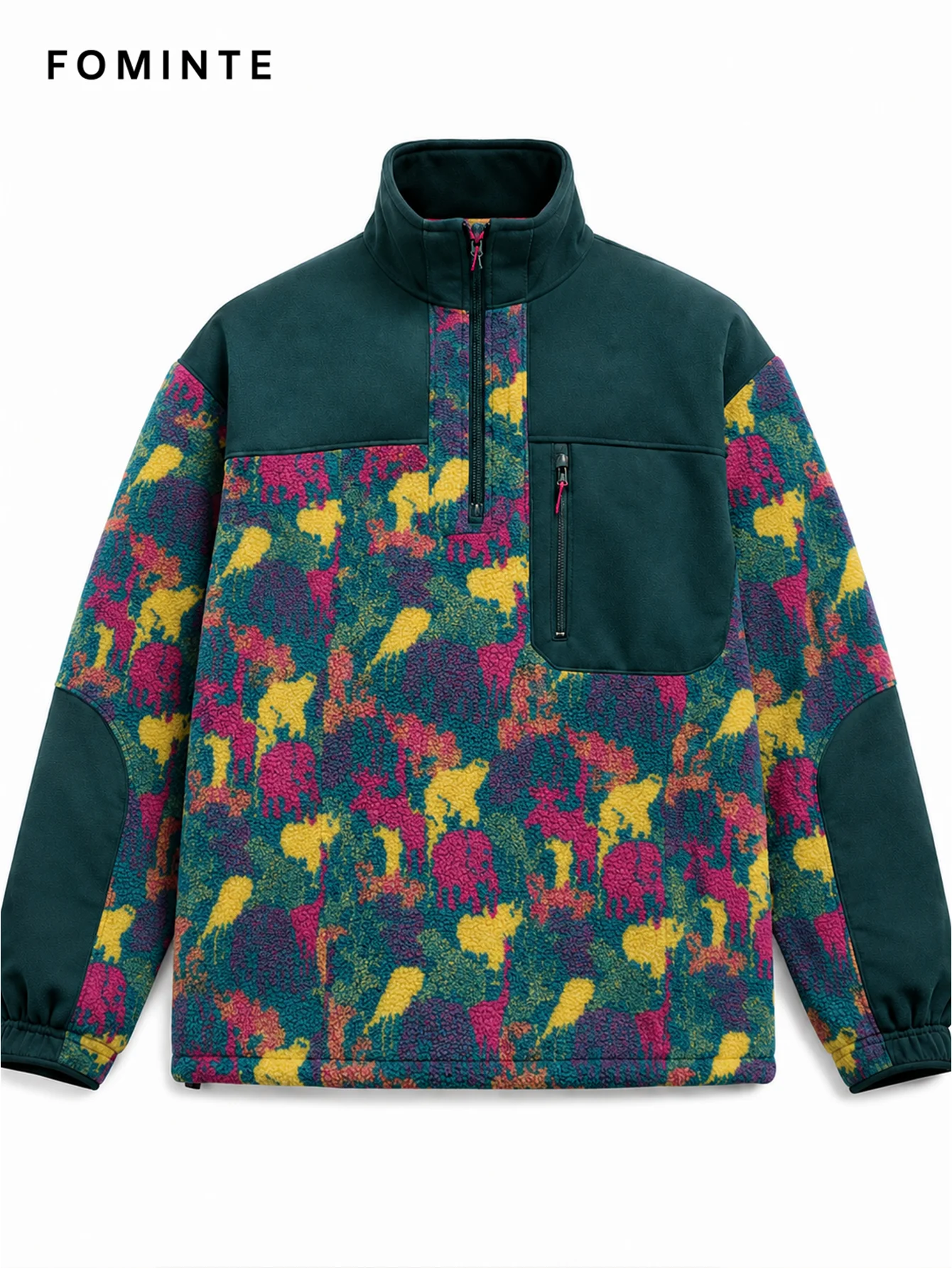 Fleece Outdoor Spliced Stand Collar Pullover - All-Over Print Wholesale Custom Sportswear - FM0801000411-6