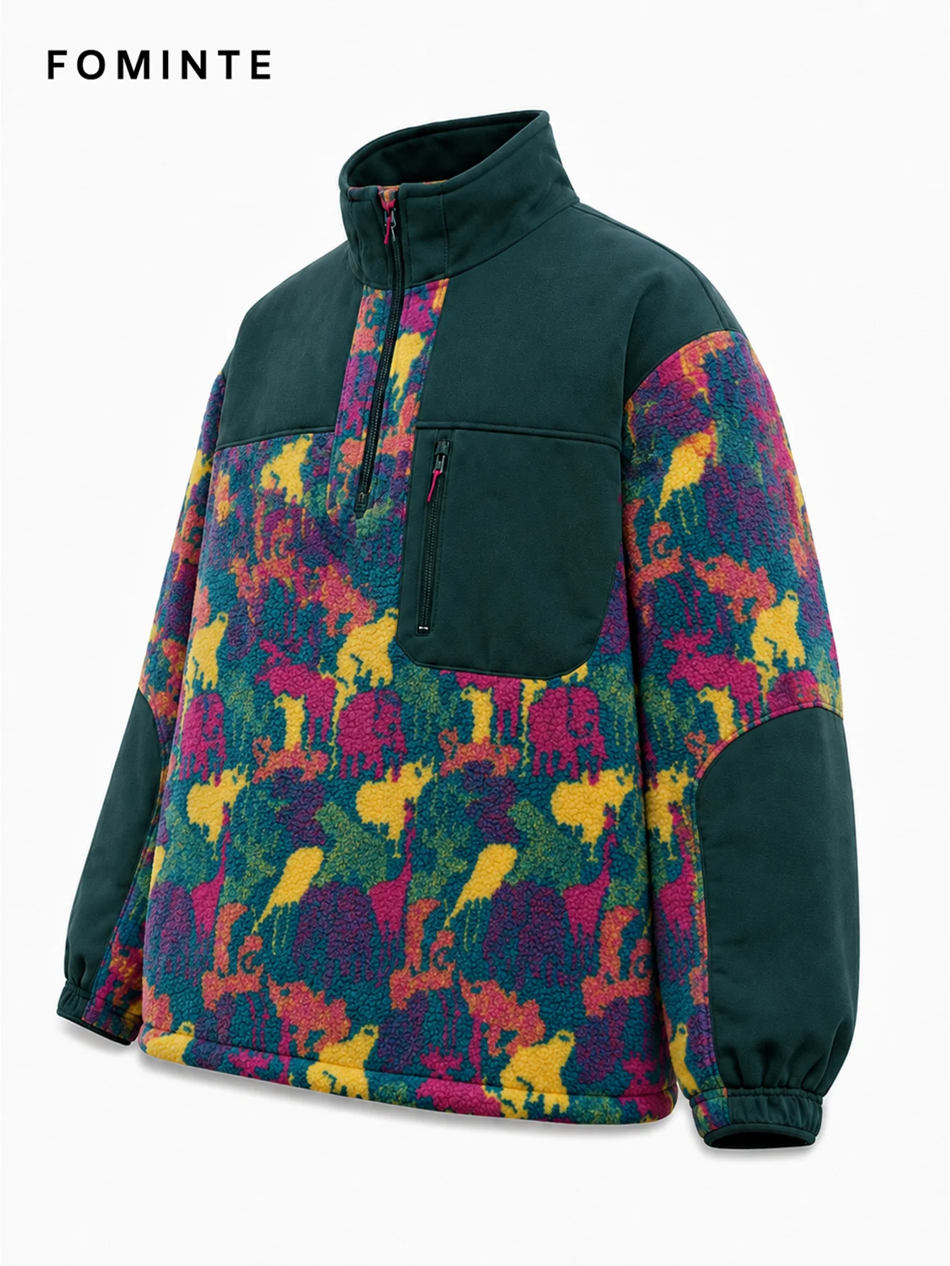 Fleece Outdoor Spliced Stand Collar Pullover - All-Over Print Wholesale Custom Sportswear - FM0801000411-6
