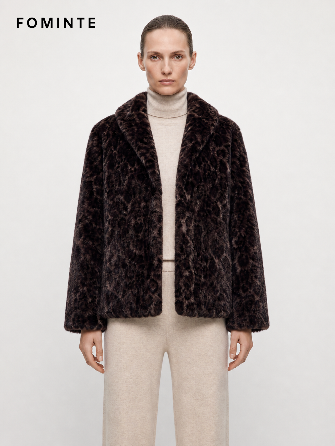 Espresso Mottled Faux Fur Jacket Wholesale