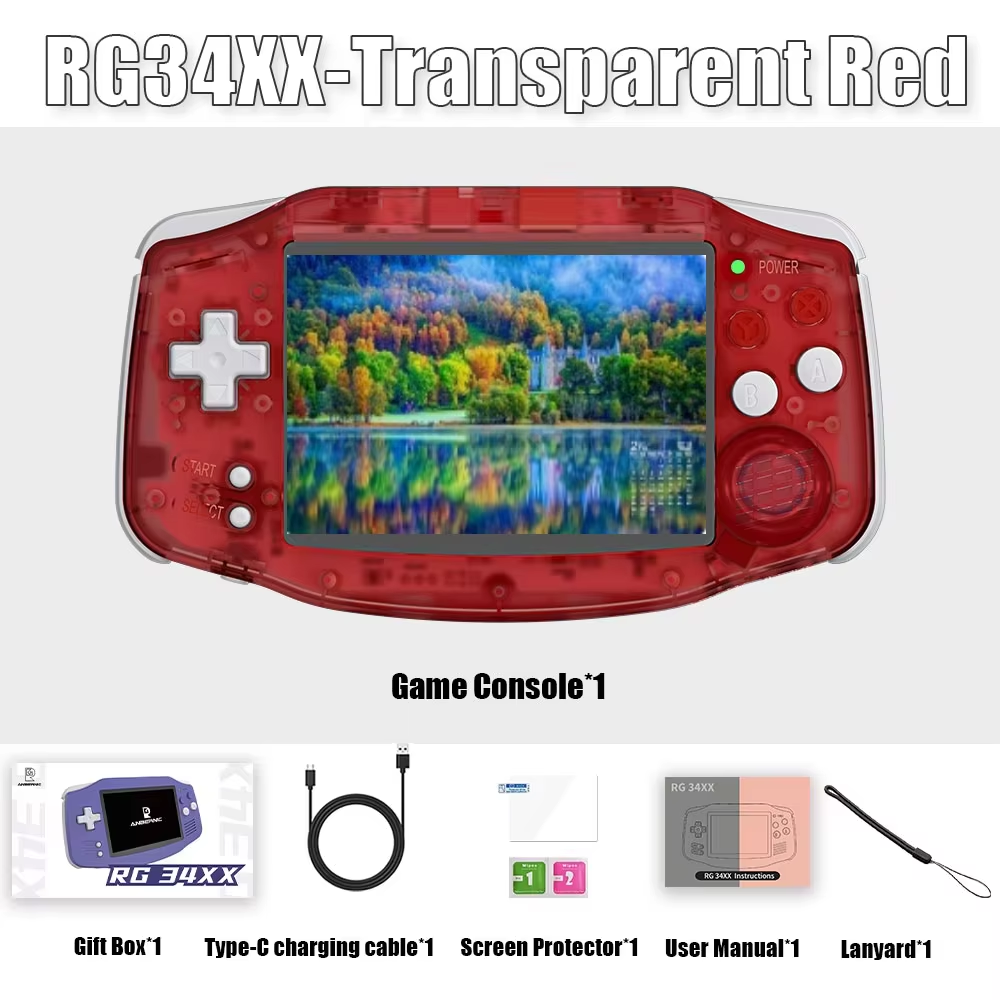 ANBERNIC RG34XX Retro Handheld Game Console 3.4” IPS Linux 64-bit 3500mAh Video Gaming Player Supports Streaming WIFI Bluetooth