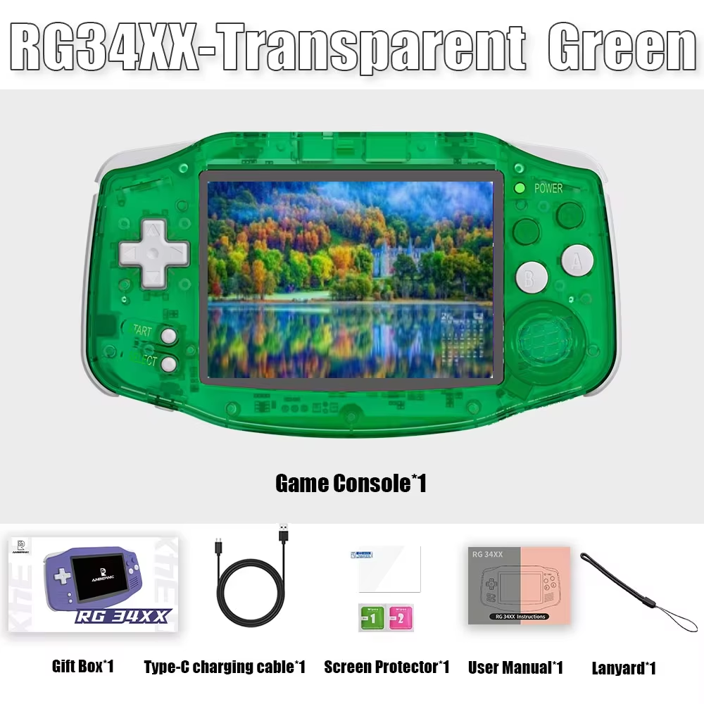 ANBERNIC RG34XX Retro Handheld Game Console 3.4” IPS Linux 64-bit 3500mAh Video Gaming Player Supports Streaming WIFI Bluetooth