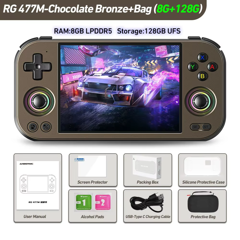 ANBERNIC RG477M Retro Handheld Game Video Player Console 4.7 Inch LTPS Touch Screen Android 14 Bluetooth 12G+256G PS2