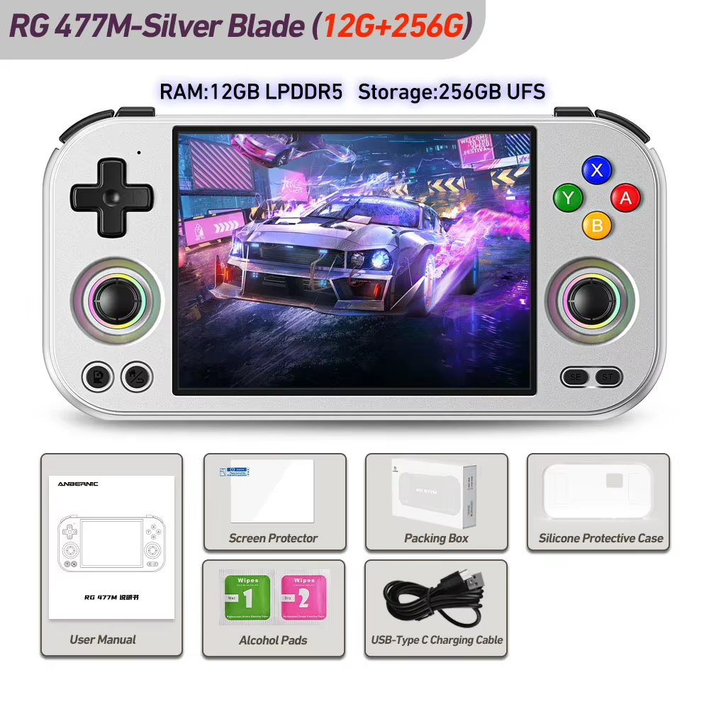 ANBERNIC RG477M RG 477M Retro Handheld Game Video Player Console 4.7 Inch LTPS Touch Screen Android 14 Bluetooth 12G+256G PS2