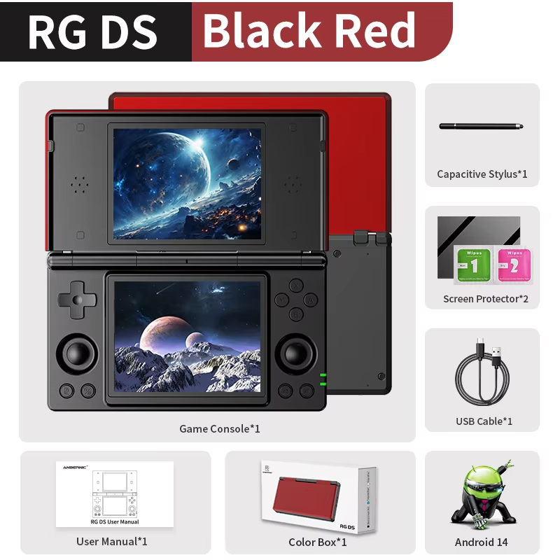 Pre-sale Anbernic RG DS Handheld Game Console 4" IPS Dual Screen Android Flip Video Games Player Supports RixelHK Wifi Streaming
