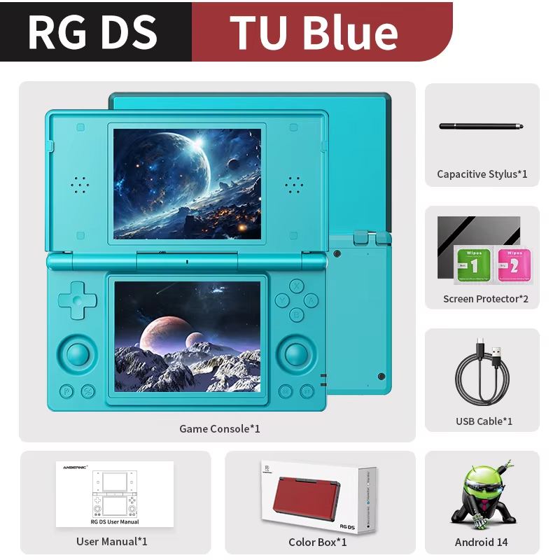 Pre-sale Anbernic RG DS Handheld Game Console 4" IPS Dual Screen Android Flip Video Games Player Supports RixelHK Wifi Streaming