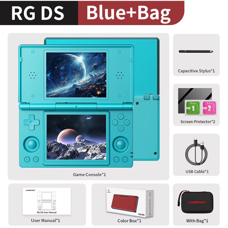 Pre-sale Anbernic RG DS Handheld Game Console 4" IPS Dual Screen Android Flip Video Games Player Supports RixelHK Wifi Streaming