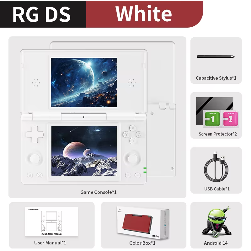 Pre-sale Anbernic RG DS Handheld Game Console 4" IPS Dual Screen Android Flip Video Games Player Supports RixelHK Wifi Streaming